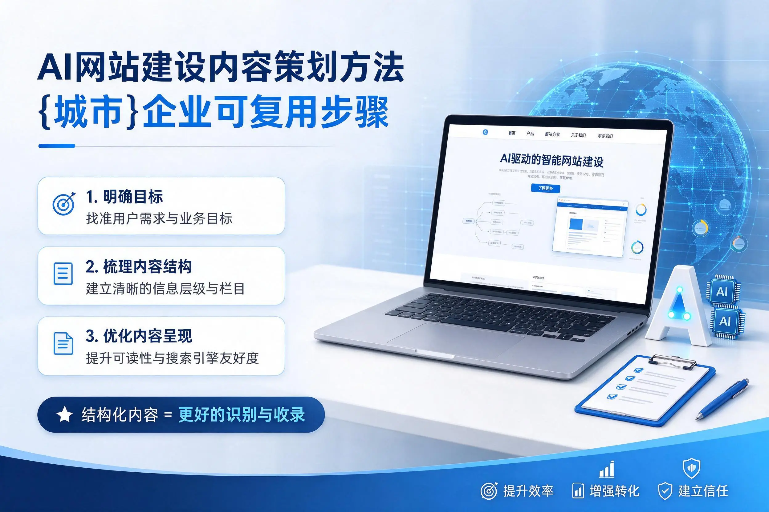 AI网站建设内容策划方法，鹰潭企业可复用步骤